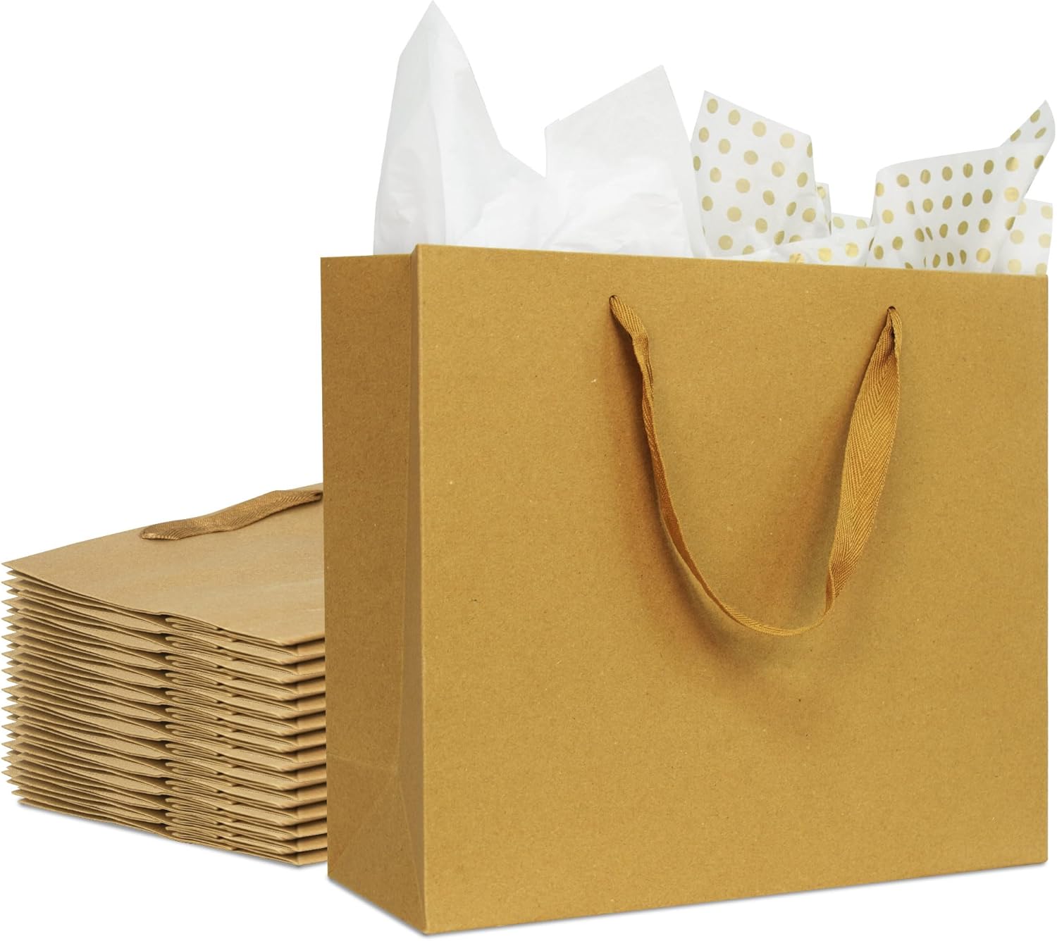 12 Pack Gift Bags Medium with Tissue bags, Kraft Paper Bag