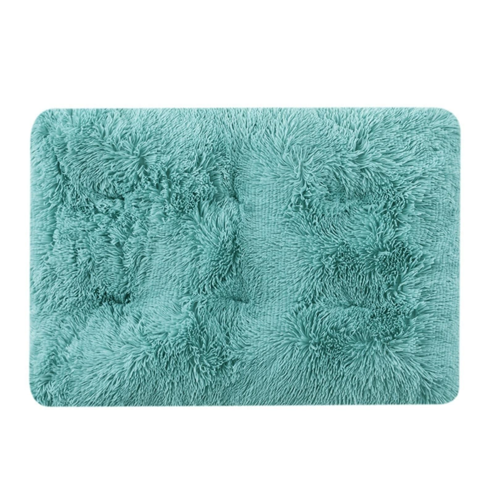 Mateju Plush Pet Bed Rectangle, Fluffy Pet Cushion Thick Warm Soft Plush Dog Cat Bed for Indoor Calming Puppy Kitten Petbed with Non Slip Bottom for Small Medium (Green,M 65x50cm)
