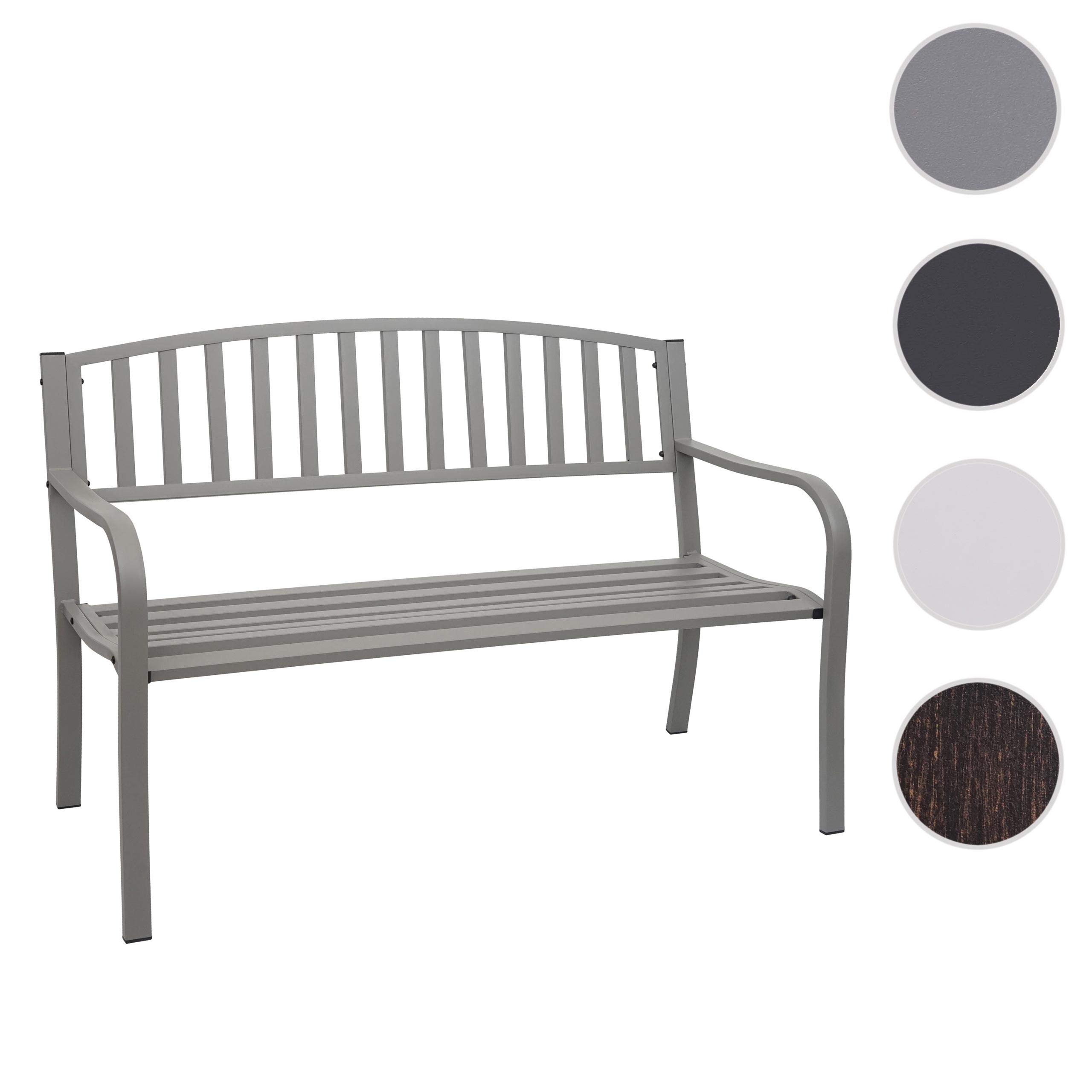 Mendler Gartenbank HWC-F43AM, Bank Parkbank Sitzbank, 2-Sitzer pulverbeschichteter Stahl - grau