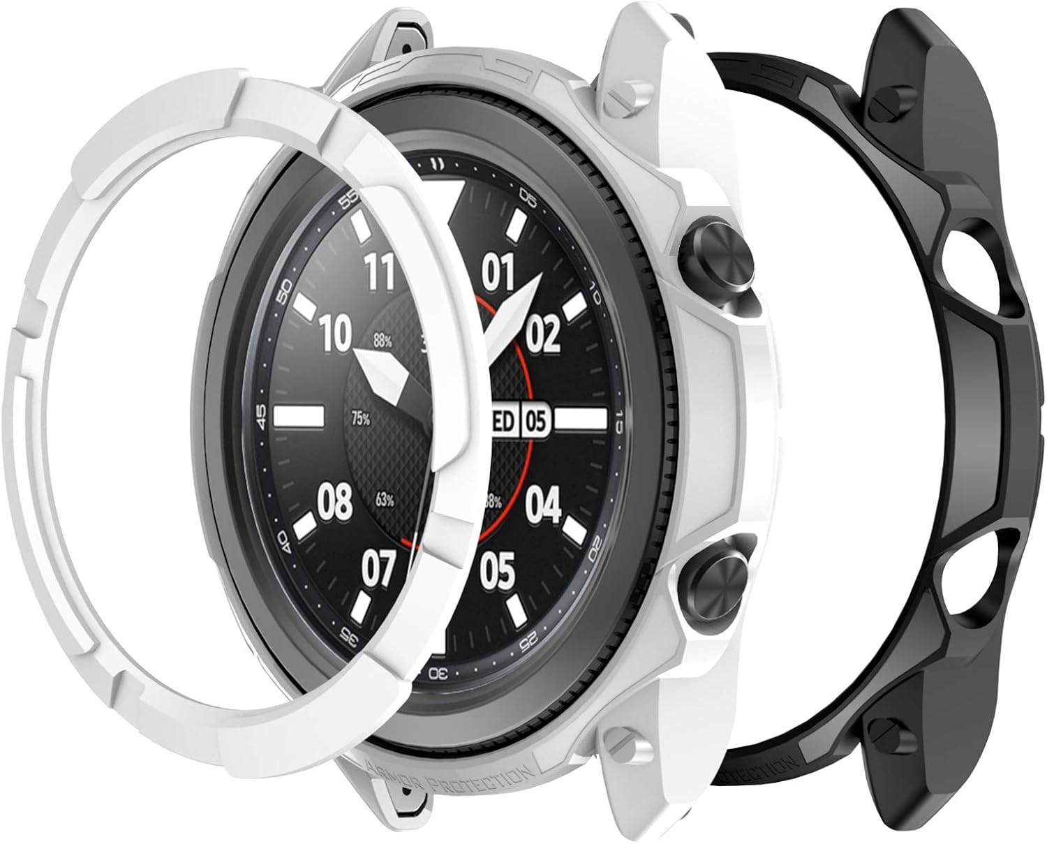 JZK Compatible with Samsung Galaxy Watch 3 45mm Armor Designed Rugged Protective Case,Fall Protection Durable Protective TPU Flexible Shock Proof Bumper Case Cover for Galaxy Watch 3 45mm SM-R840