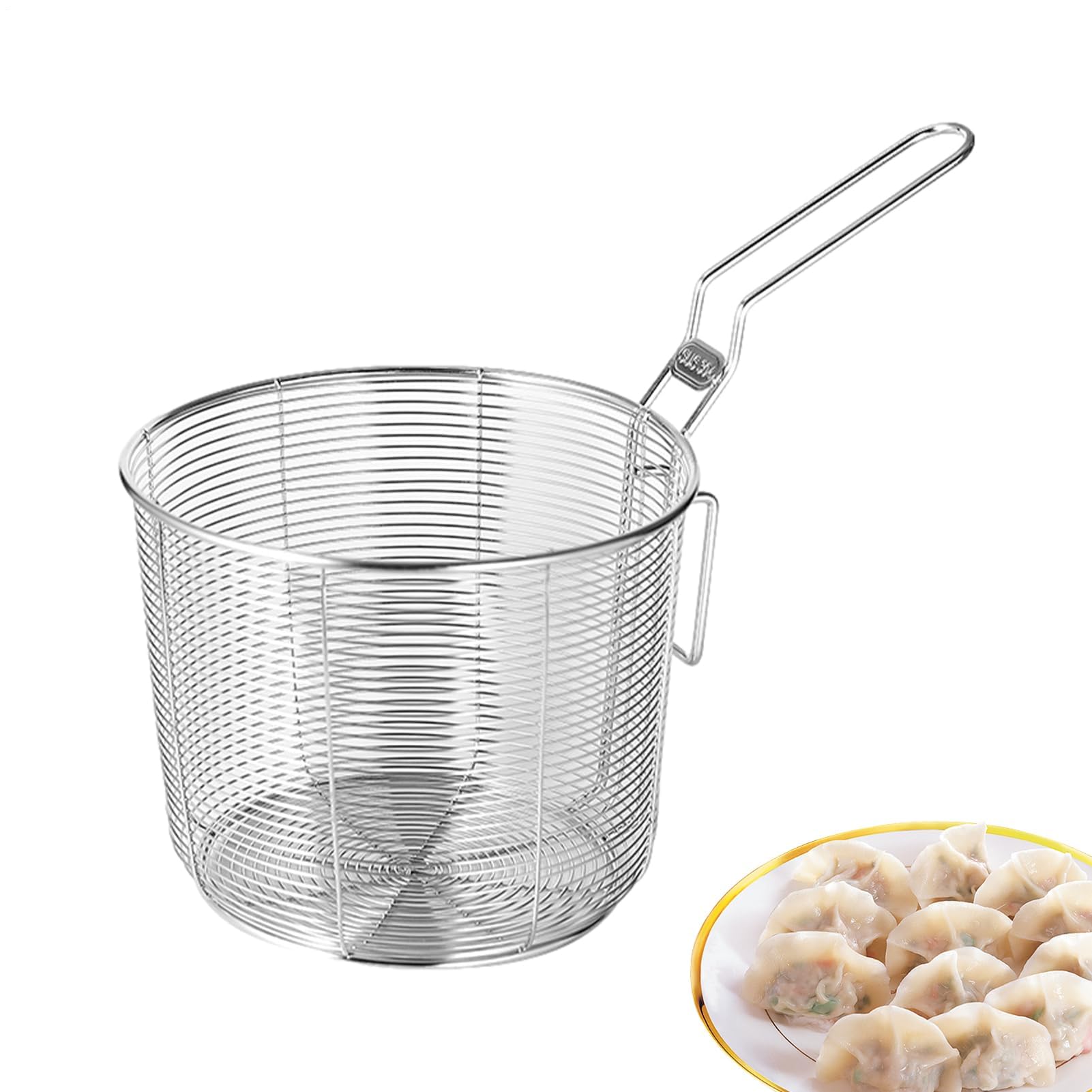 Chip Serving Frying Basket – 12x12x9cm Stainless Steel, Deep Fry Basket, Chef Food Presentation | Perfect for French Fries, Onion Rings, Pasta, Hot Pot, Snack Serving, Kitchen Cooking, Crispy Frying
