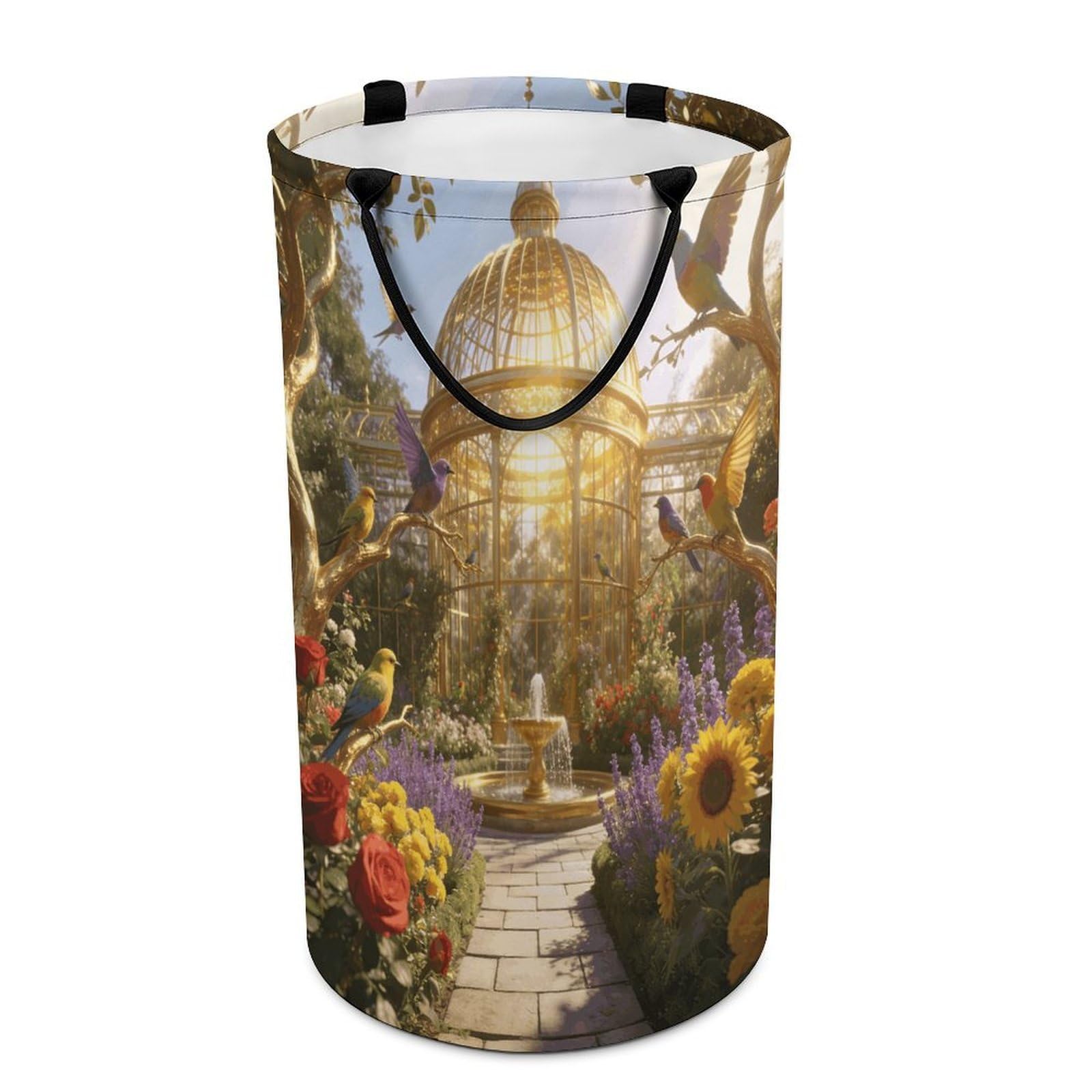 A Spring Feast in A Golden Cage Laundry Hamper Waterproof Polyester Laundry Baskets Collapsible Dirty Clothes Storage Basket Clothes Hampers with Sturdy Handles for Travel Bedroom
