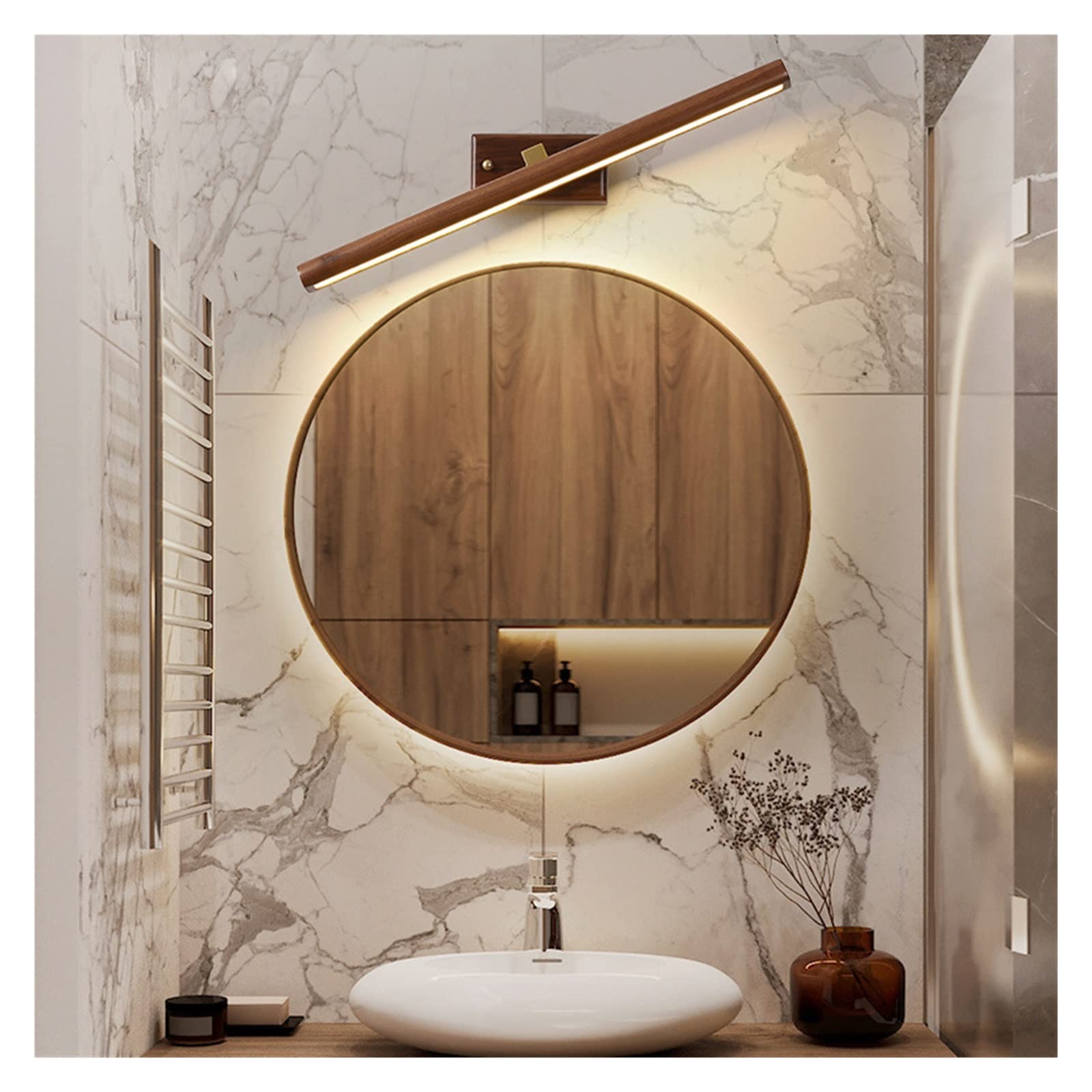 Oświetlenie obrazów na ścianę, Drewniana lampa ścienna LED, ściemniana lampka nocna LED do czytania, oświetlenie do makijażu i oświetlenie domu,for Pictures,Frames&Mirros(Trichromatic,40CM)