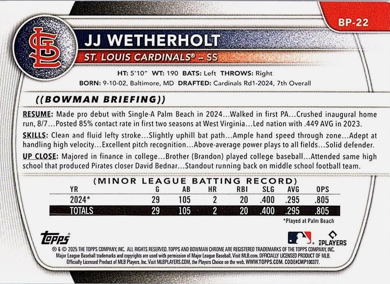 2025 Topps Bowman Jesus Made #BP66 Prospects Milwaukee Brewers Rookie RC Baseball Card