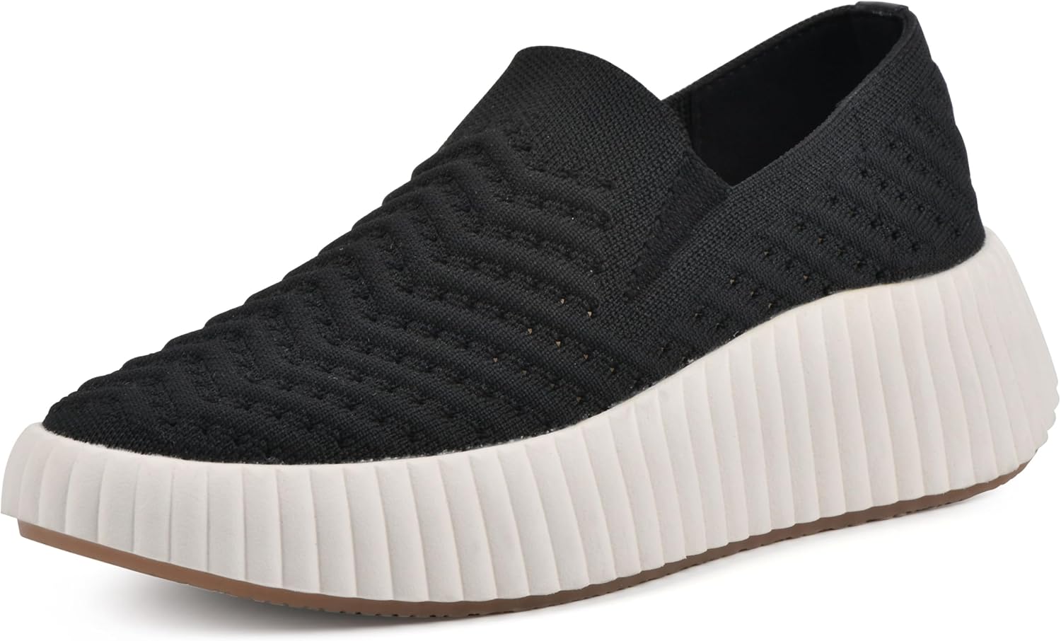 WHITE MOUNTAIN Women's Shoes Dyno Platform Sneaker, Black/Fabric, 11 M