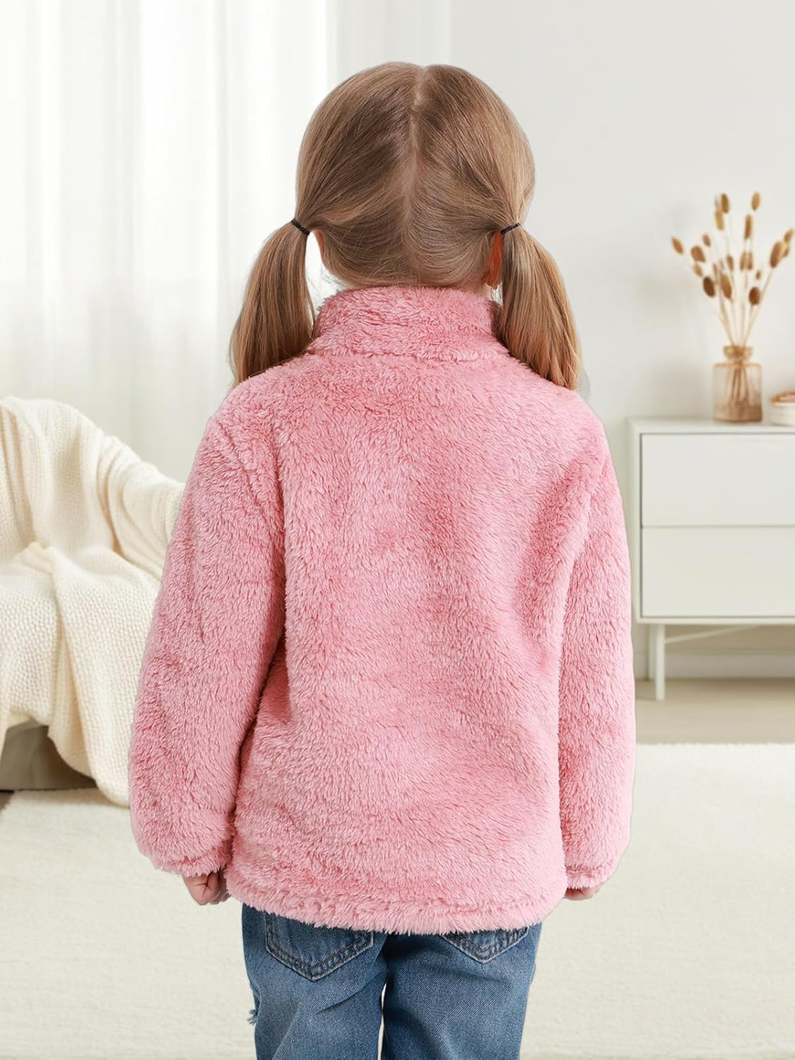 Kids Toddler Fleece Jackets Zip Up Stand Collar Coat Fuzzy Outerwear for Boys Girls Clothes 2T 3T 4T 5T 6T 7-8 Years - Image 4