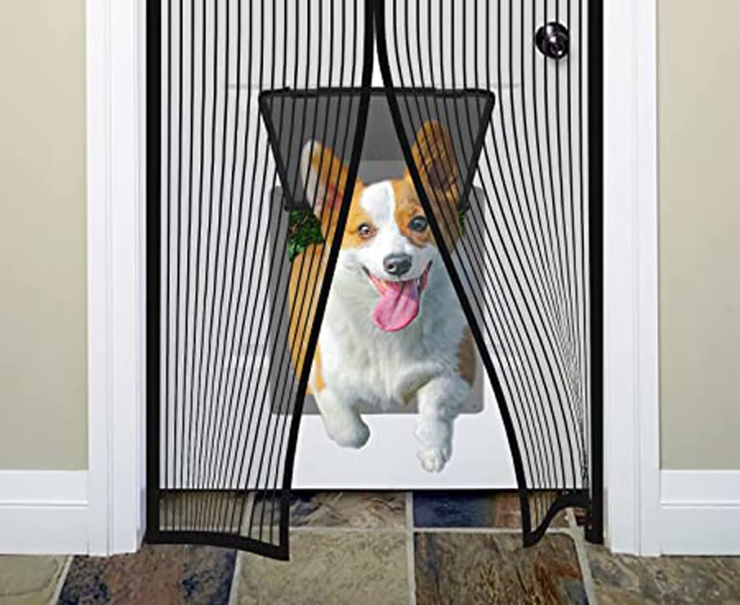 Magnetyczna zasłona przeciw owadom, 155 x 235 cm, do okien i drzwi, łatwa instalacja, czarna siatka, bariera przeciw owadom, do wnętrz, patio i drzwi przesuwnych