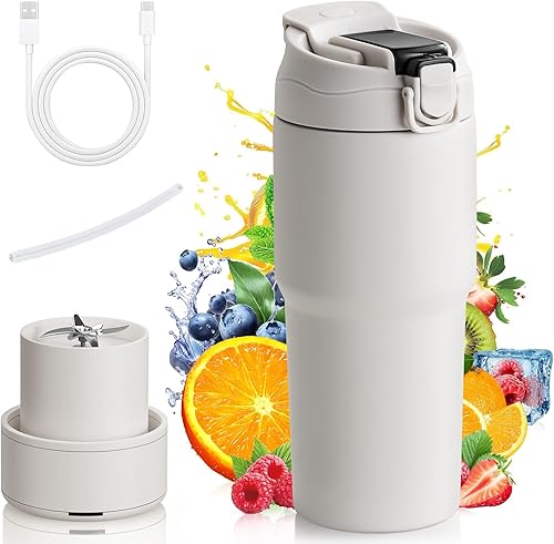 Kawu Licuadora portátil, vaso de licuadora personal inalámbrica interior de acero inoxidable 316, grado alimenticio, batidora deportiva eléctrica de