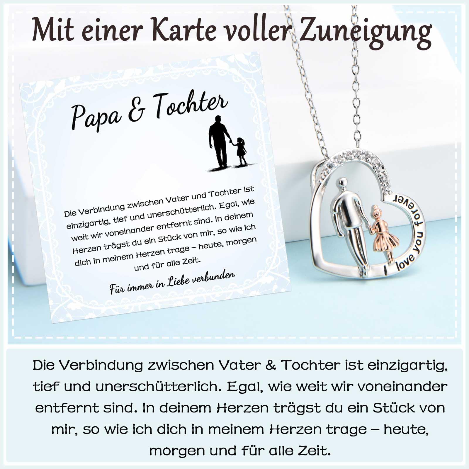 FAOMZQ Regalo per padre figlia, regalo per figlia di papà, papà e figlia con incisione, collana per compleanno, laurea, Natale, comunione, anniversario di matrimonio