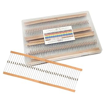 Minidodoca1040 Pcs 26 Values Resistor Kit 1 Ohm-1M Ohm with 5% 1/4W Carbon Film Resistors Assortment