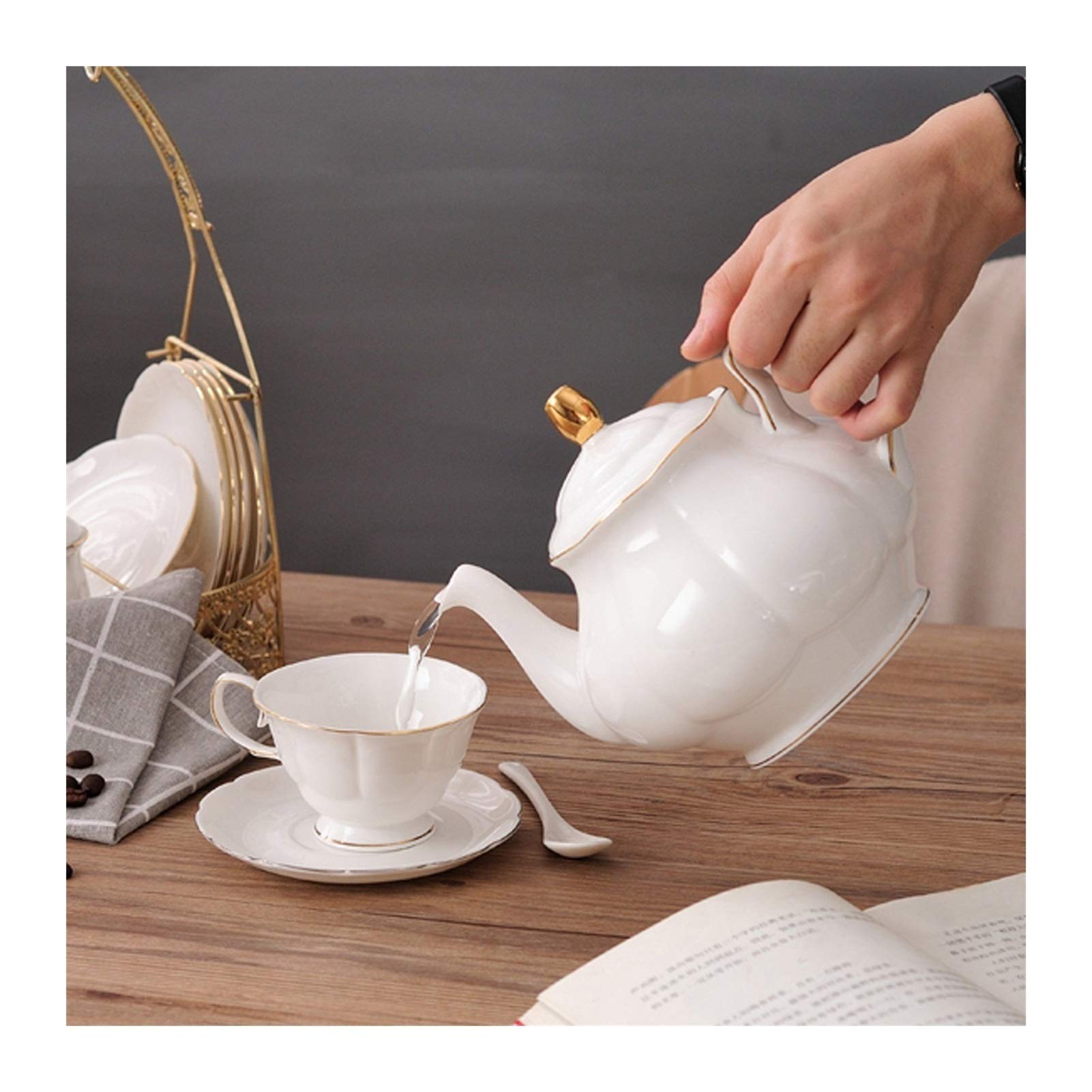 Zestaw do herbaty Czajnik ceramiczny z wymiennym stół ze stali nierdzewnej stojaków do przechowywania nowoczesny luksusowy styl tea producent herbaty nadaje się do kawy kwiat i herbaty owocowej Zestaw