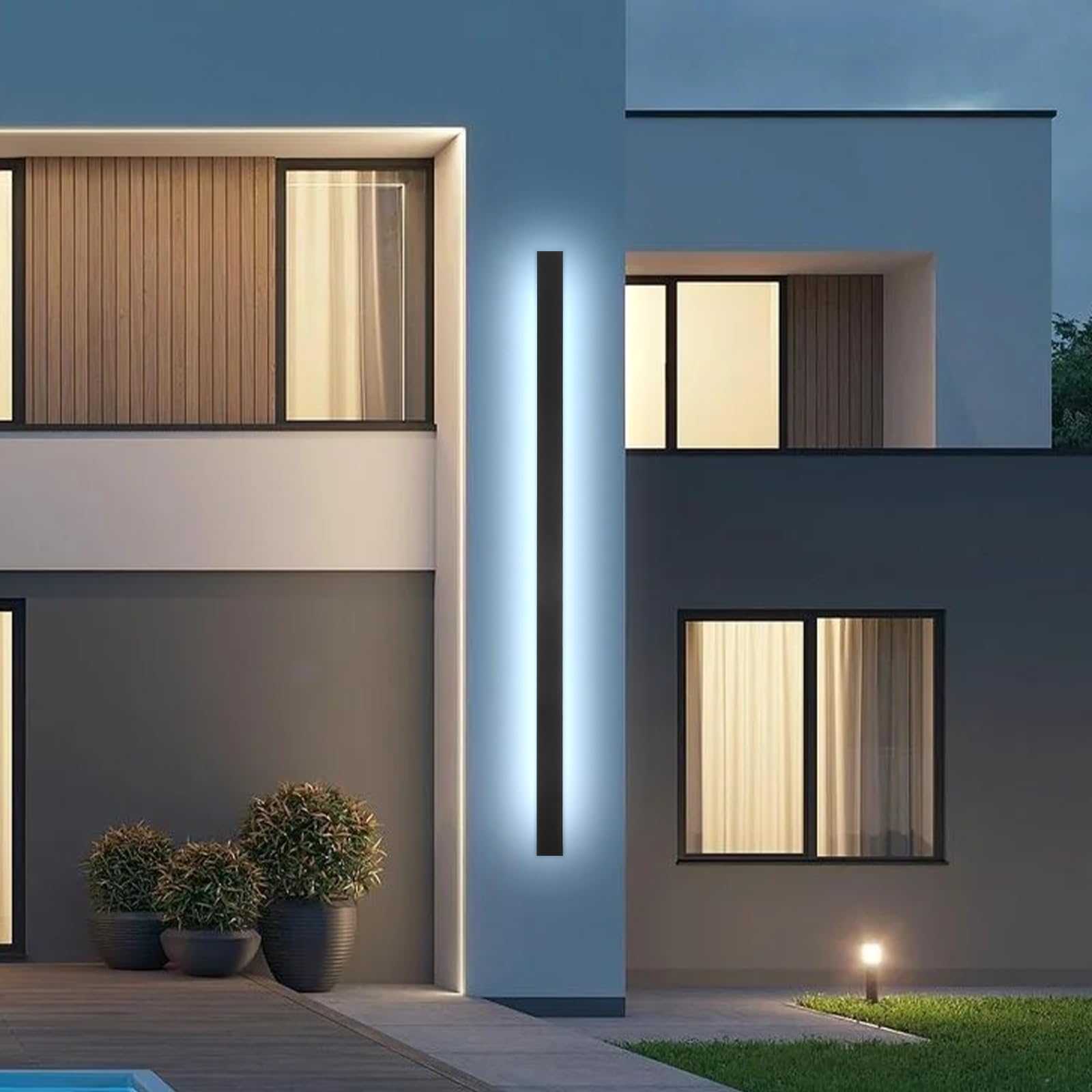 AioTio Porch Wall Lights,70.8inch Dimmable Long Strip Modern Exterior Light Fixtures Wall Mount,Black Linear Outdoor Wall Light Fixture IP65 Waterproof,Outside Lighting for House,Corridor