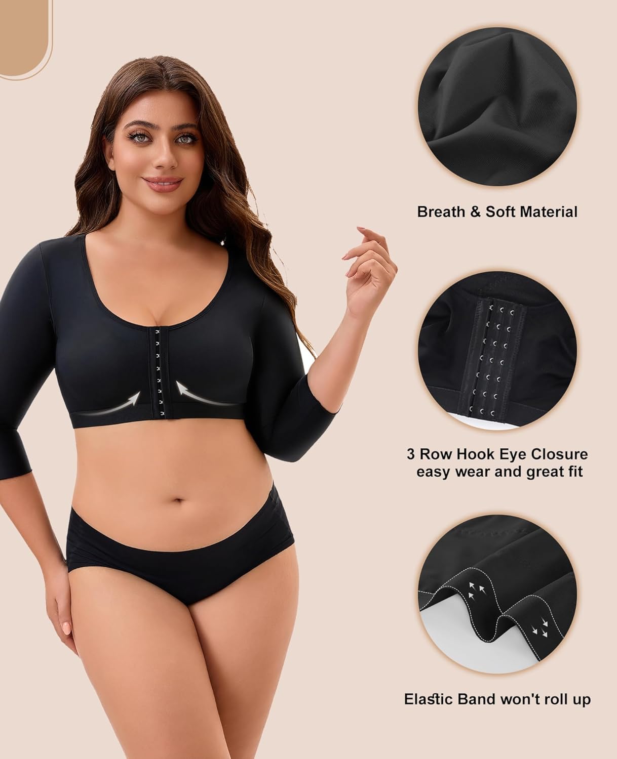 Arm Compression Sleeve Women Post Surgery Arm Shaper Front Closure - Image 4