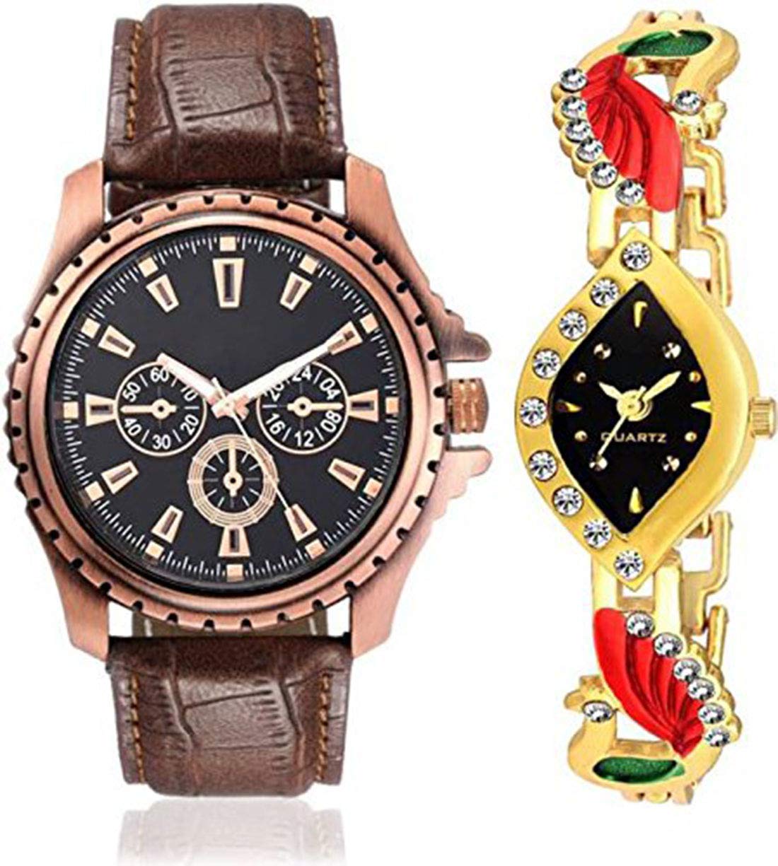 Acnos® Premium Brown and Black Analogue Watch for Couple Pack of 2 (MINO-OT02) (B07KZDVH83) Amazon Price History, Amazon Price Tracker