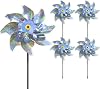 Reflective Bird Scarer Windmill, 5 PCS Windmills Scare Birds Pigeons Deterrent, Reflective Bird Repellent Windmill, Pigeon Repellent, Pinwheel Birds Deterrent Hanging Device Sparkly Silver Spinners
