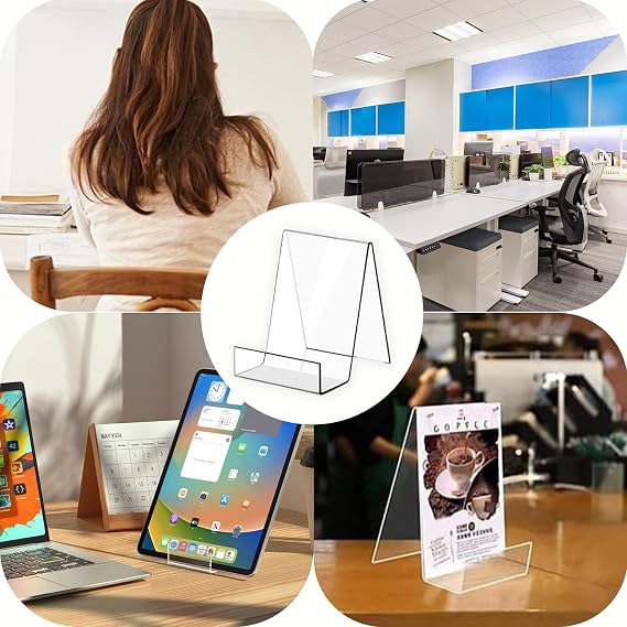 Clear Acrylic Book Holder,Acrylic Display Stand with Ledge,Plate Stand for Displaying Books,Picture Albums,Recipe,Card,Magazine,Notebooks,Crafts,Photos,Phones (15 Pcs,Small)