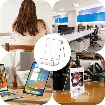 Clear Acrylic Book Holder,Acrylic Display Stand with Ledge,Plate Stand for Displaying Books,Picture Albums,Recipe,Card,Magazine,Notebooks,Crafts,Photos,Phones (15 Pcs,Small)