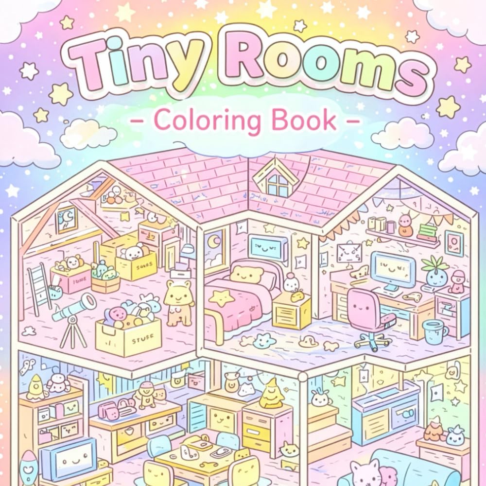 Tiny Rooms: Coloring Book (cute & cozy coloring Books for adults & teens)