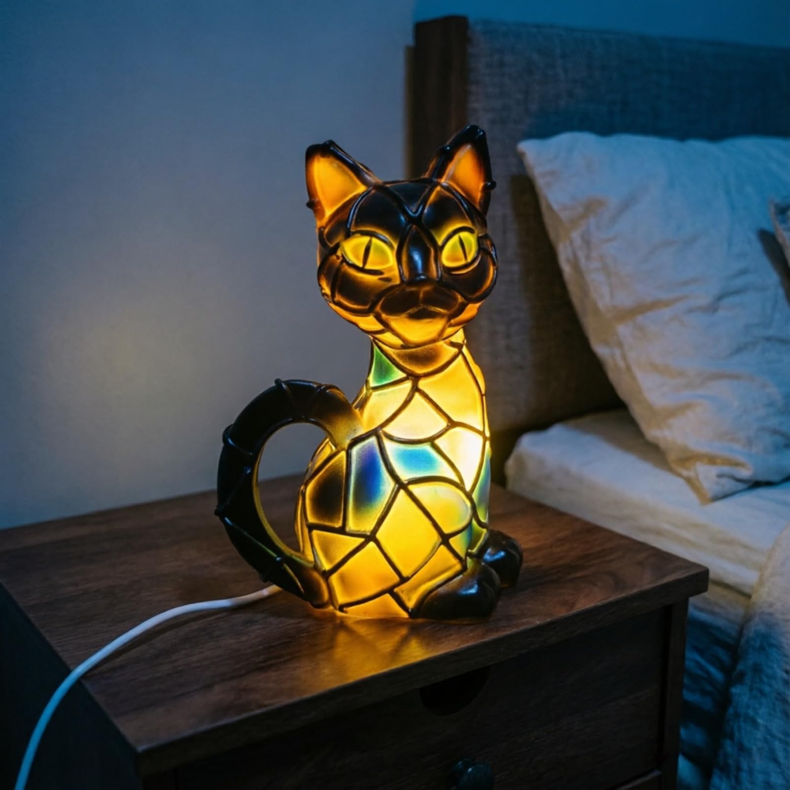 Xugenxes Cat Lamp,2026 New Series Art Desk Lamp, Dyed Resin