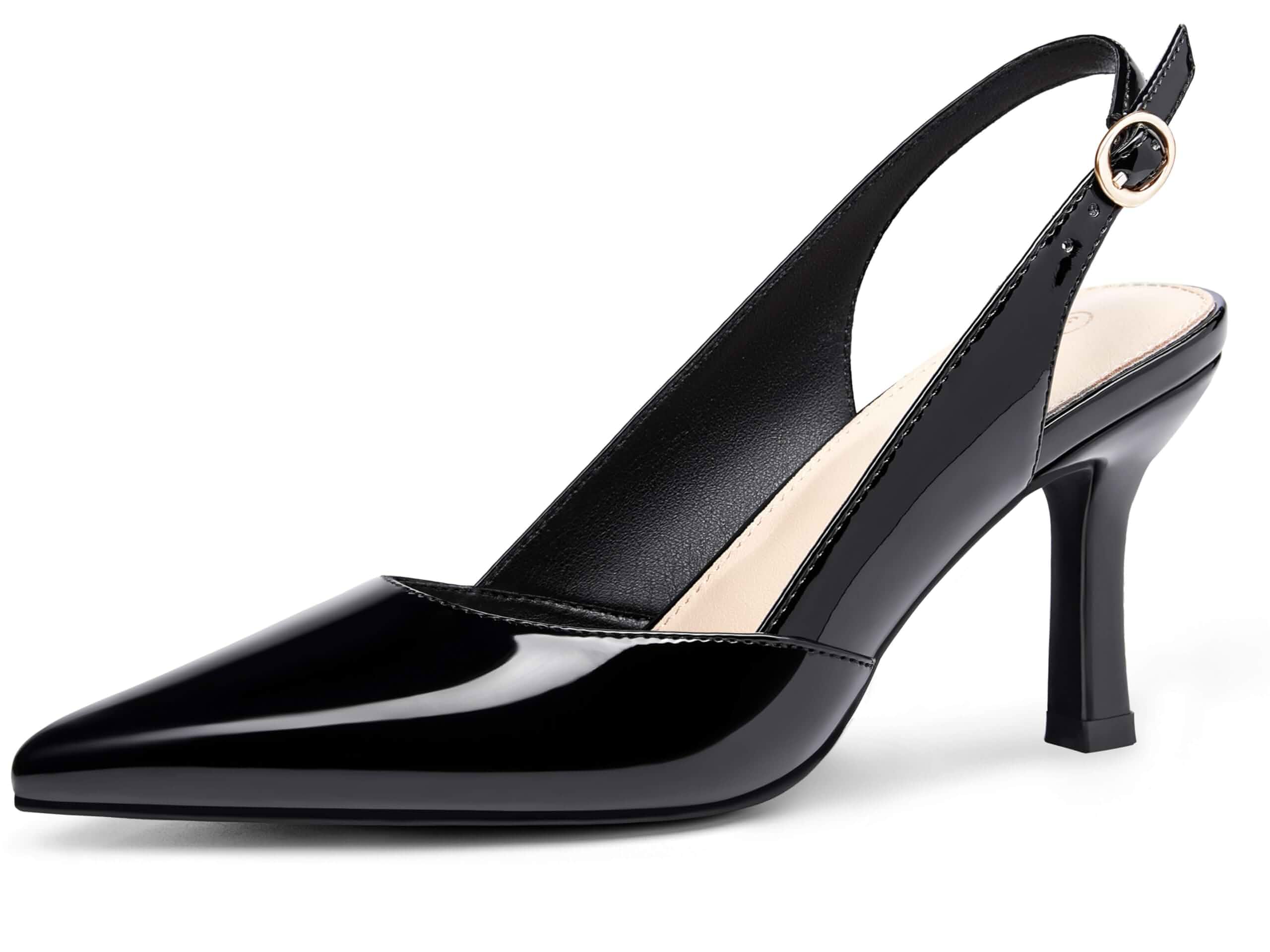 Rilista Women's Slingback Kitten Heels Closed Pointed Toe Backless Wedding Party Dress Pumps Shoes
