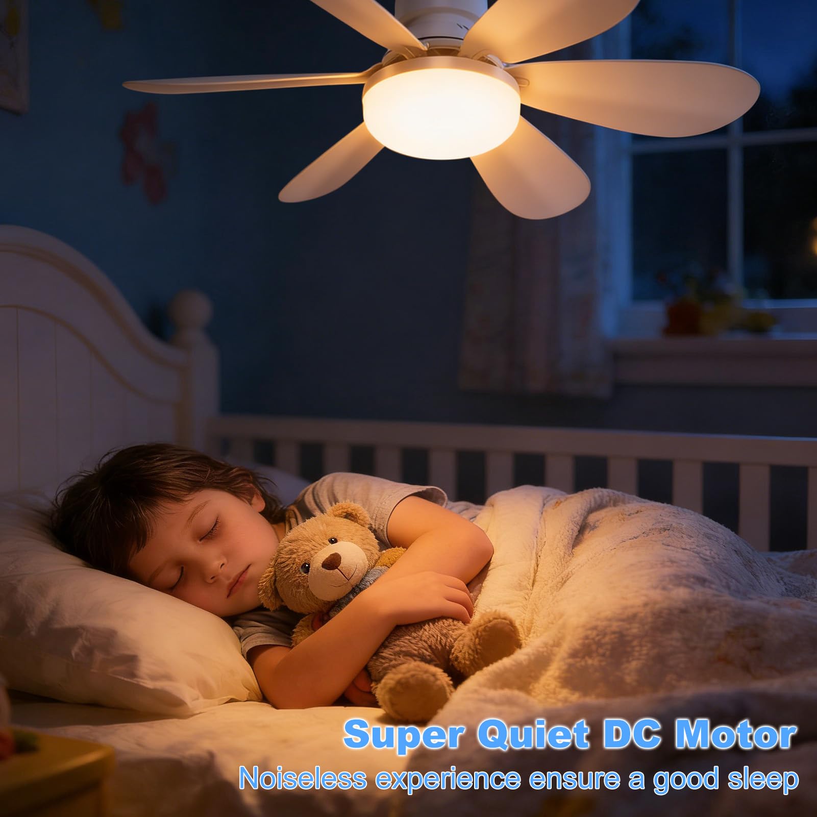 Ventilatore da soffitto con illuminazione e telecomando, 3 velocità, illuminazione a LED con protezione di emergenza timer dimmerabile 3000K-6500K, silenzioso, ideale per soggiorno o camera da letto