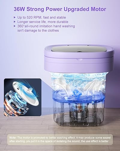 Miniatura 4 de Lavadora portátil, 16 L, pequeña lavadora y secadora portátil, mini cubo plegable para lavadora con cesta de drenaje para apartamento, ropa