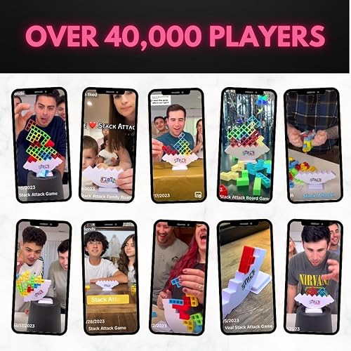 Miniatura 2 de Stack Attack - Diversión para niños y adultos, juego de equilibrio apilable, perfecto para noches de juegos familiares, aulas, portátil para viajes,