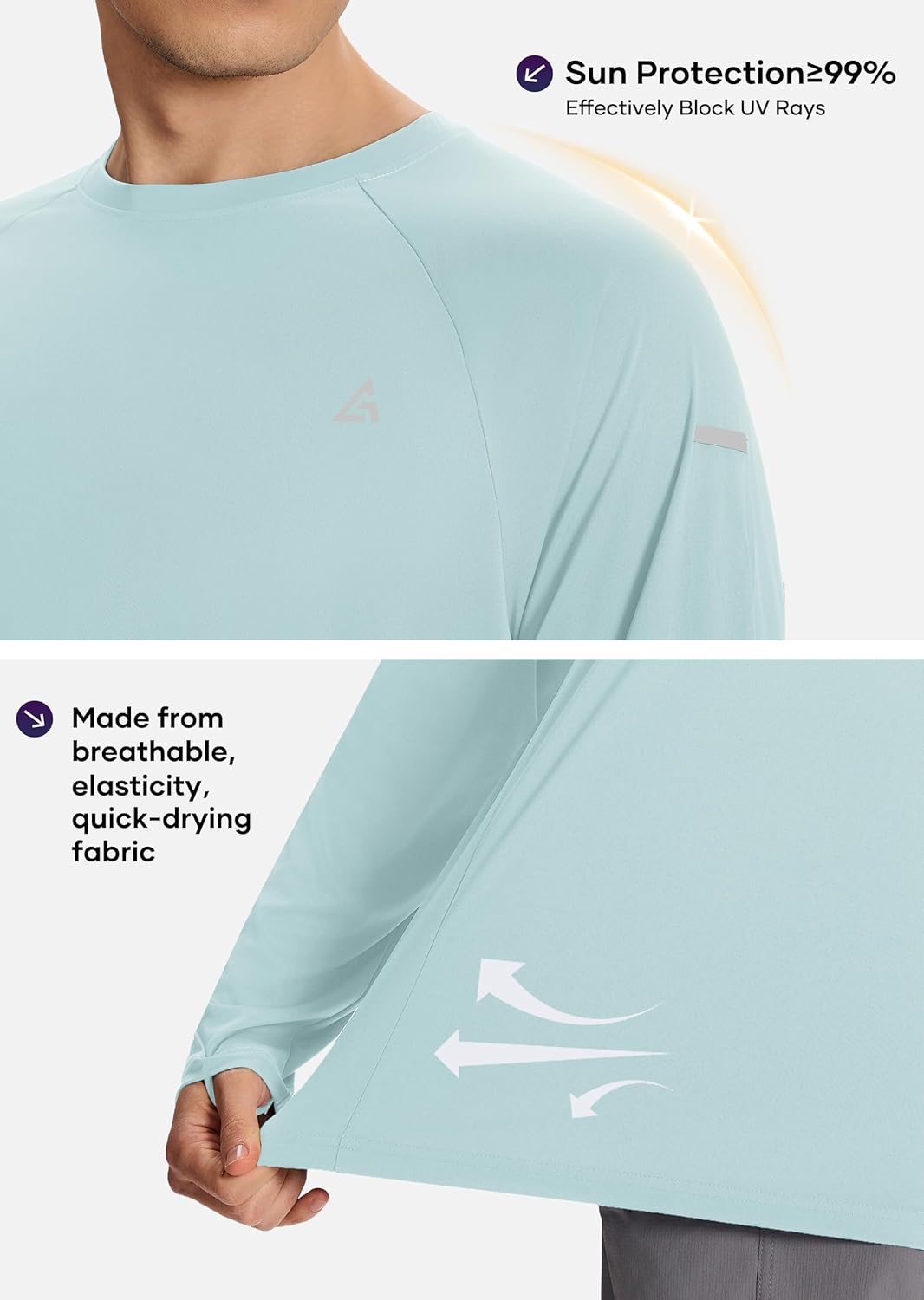 Men’s Sun Protection Shirts UPF 50+ Long Sleeve UV Shirt Rash Guard for Men Quick Dry Swim Fishing Beach Athletic - Image 5