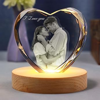 Personalised Photo Glass Glass Photo with Light Base Crystal Photo Glass Pictures Photo Gifts Personalised Gifts for Women Girlfriend Men Mum Dad Girls