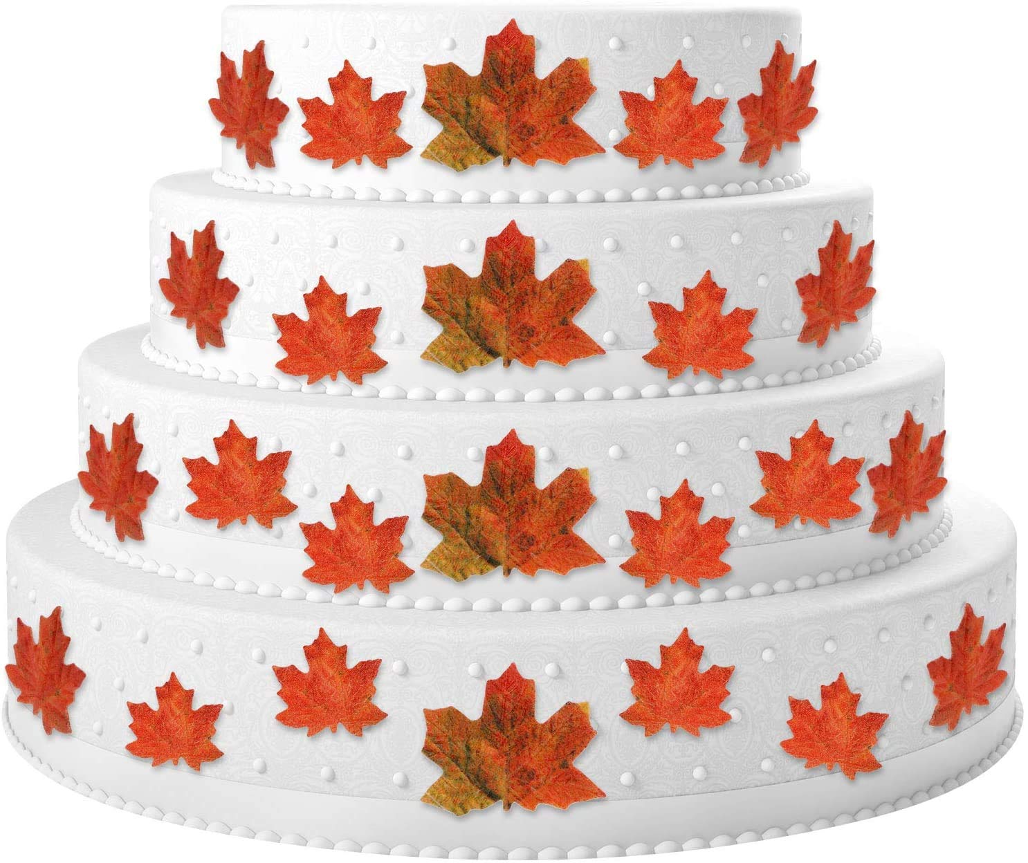 SUSSURRO 100 Pieces Edible Fall Leaves Gold Leaf Cupcake Toppers maple