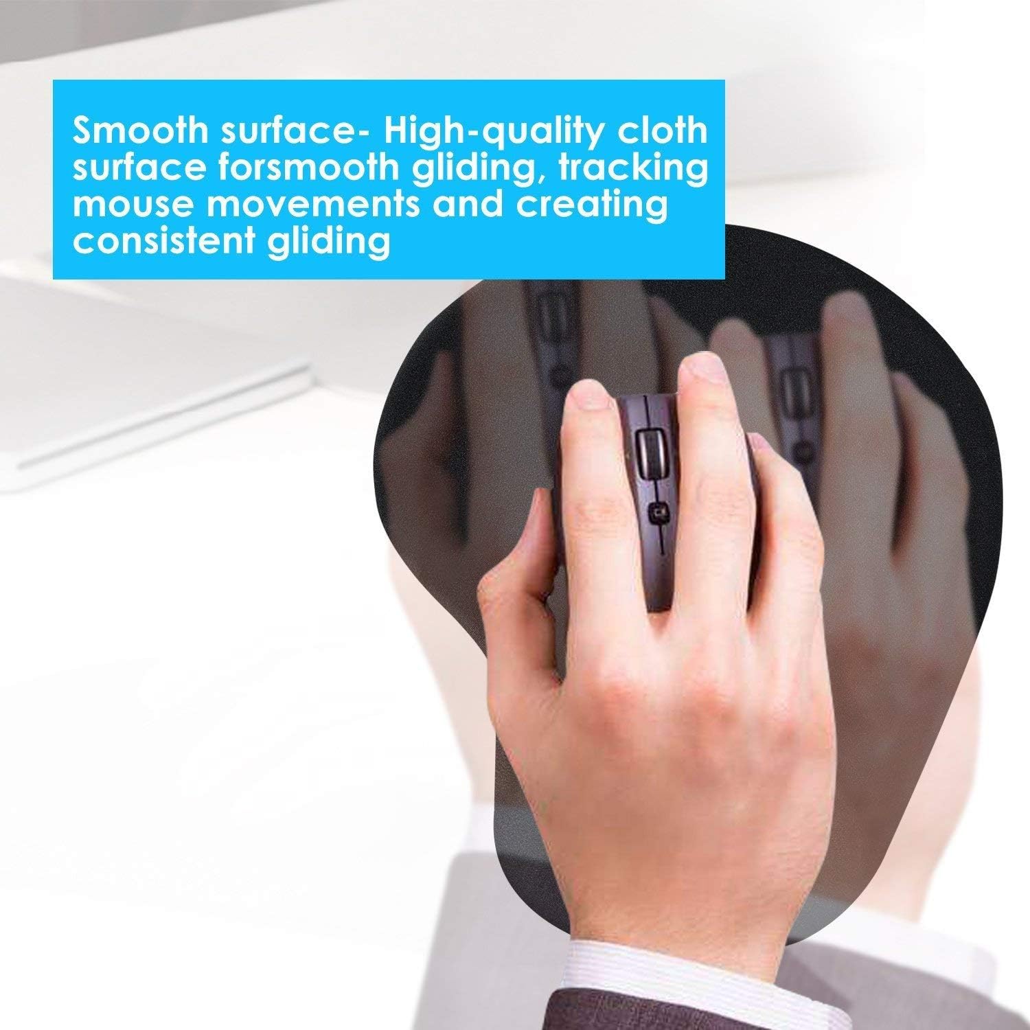 GIM Mouse Pad with Gel Wrist Rest Support, Ergonomic Mouse Cushion with Non Slip Rubber Base Mouse Pad for Laptop, Computer, Gaming, Office