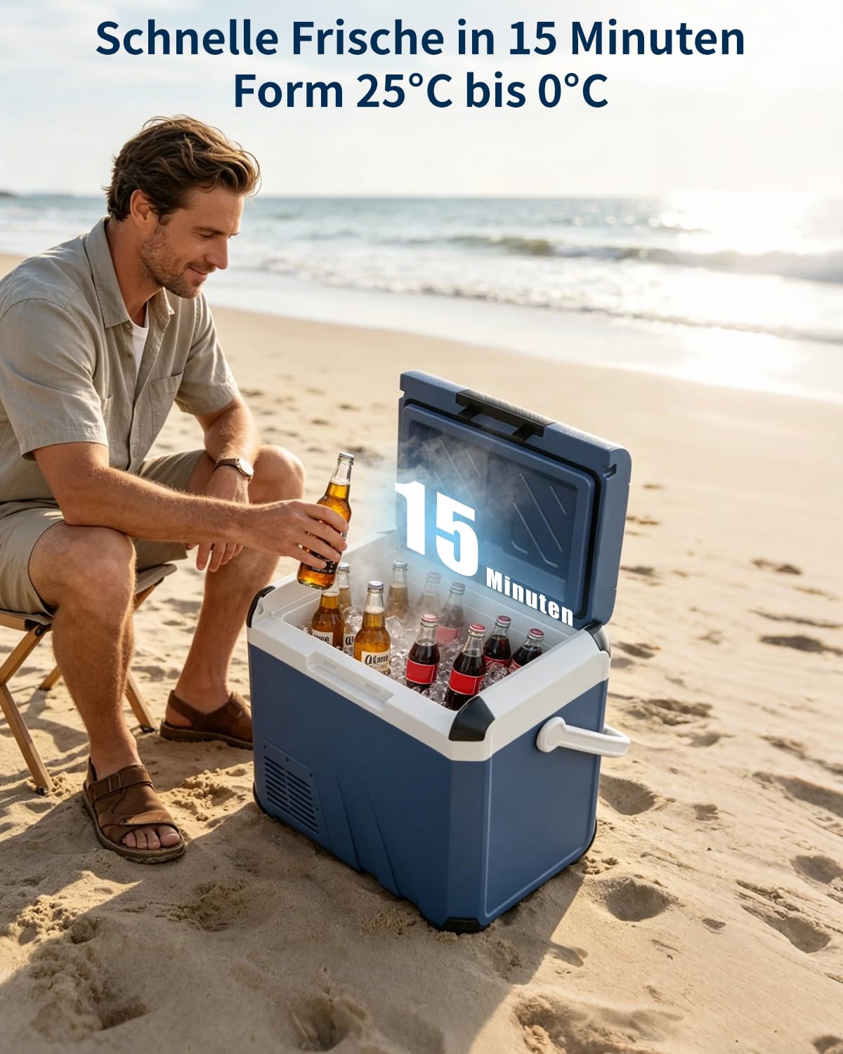 Kompressor Kühlbox, 18L Mini Kühlschrank Elektrische Camping-Gefrierbox, -20°C - 20°C für Camping, Wohnmobil, LKW, Boot, Reisen & Outdoor, 12/24V & 230V Auto Kühlschrank