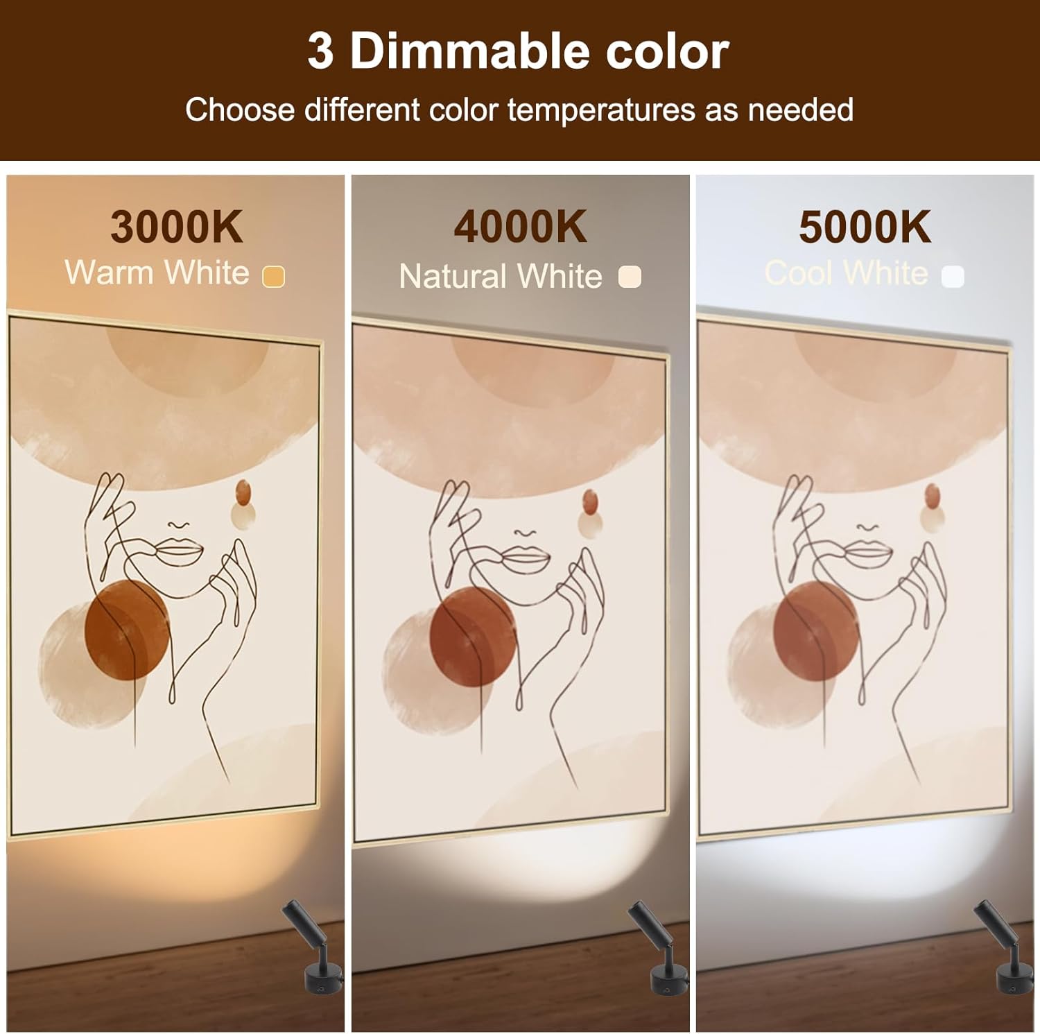 Led Spot Lights Indoor 2 Pack Uplighting Dimmable Up Lights Indoor Spotlight, 5W Floor Spot Lights Uplights Indoor Accent Light for Plants with Remote, 3 Color Lighting Modes & Timer Function