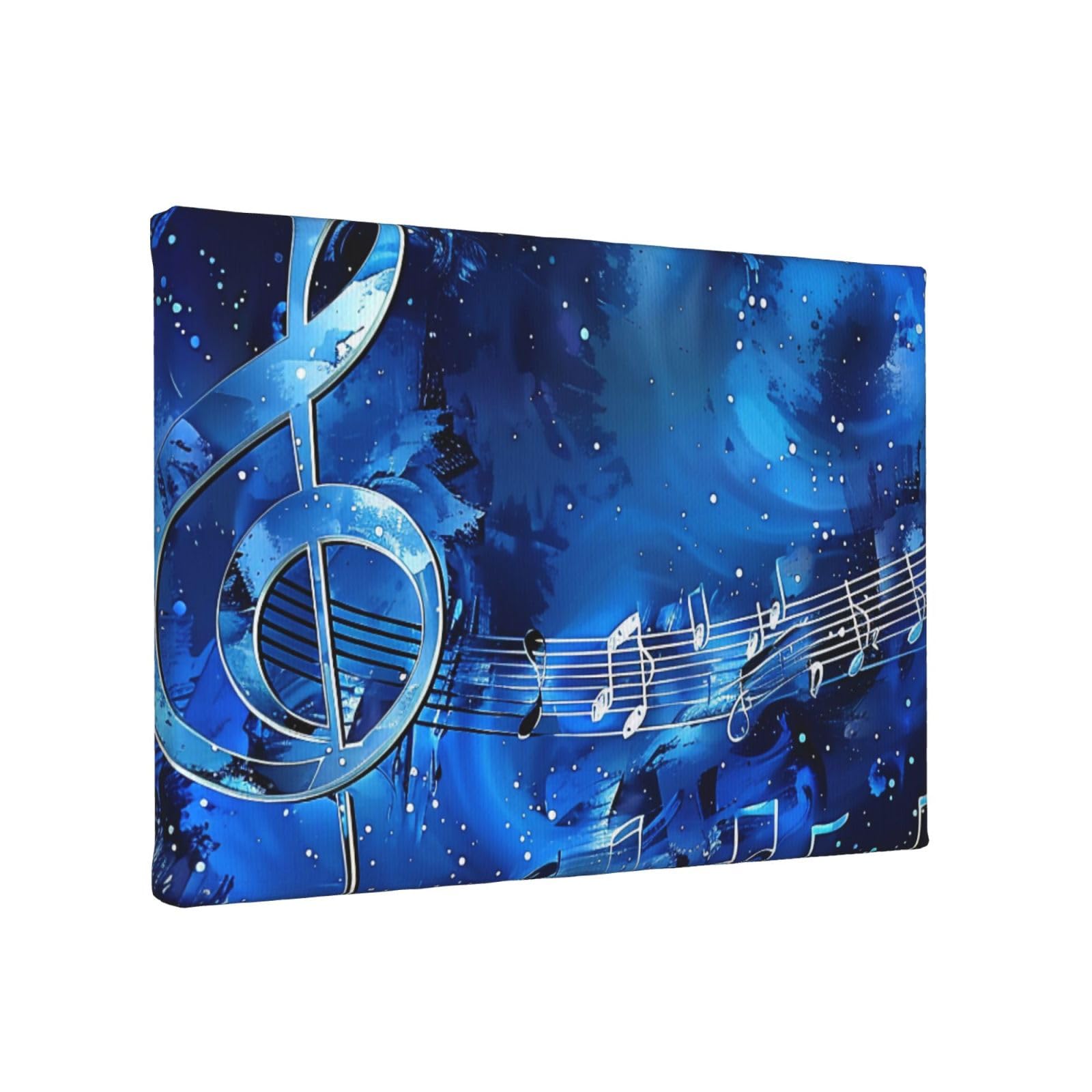 YKLJG Blue Music Printed Wall Art Canvas Painting 30x20 CM Wooden Framed Picture Painting Artwork Prints for Bedroom Kitchen Home Office Decor