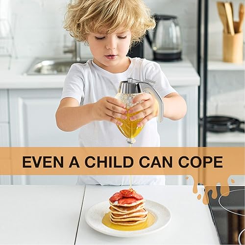 Vista 8 de Honey Dispenser – No Drip Glass with Stand – Honey Jar – Clear Glass Honey Container with Dipper 8 Oz – Maple Syrup Dispenser – Honey Pot with Stand