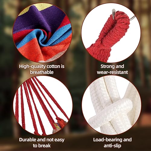 Miniatura 5 de LIEVIM Hamacas de camping para patio trasero, hamaca de tela cómoda para colgar en el jardín, con correas para árboles interiores, capacidad de peso