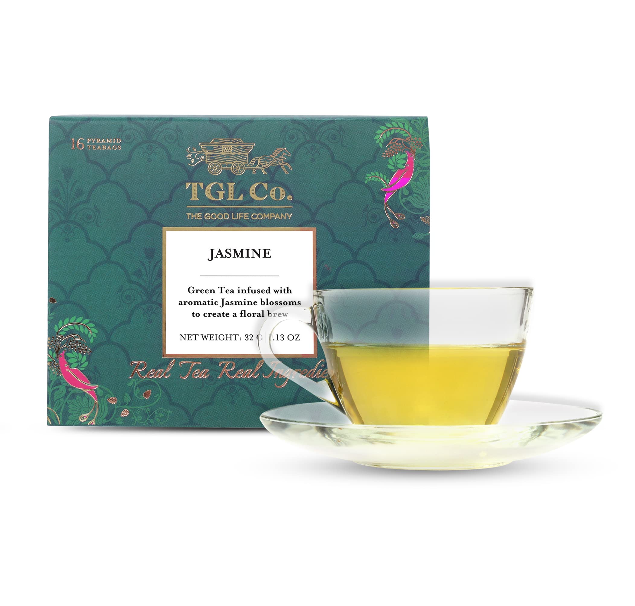 TGL Co. Jasmine Green Tea Bags | Rich in Anti Oxidant | Refreshing | No Artificial flavor | Improve Digestion | 16 Tea Bag