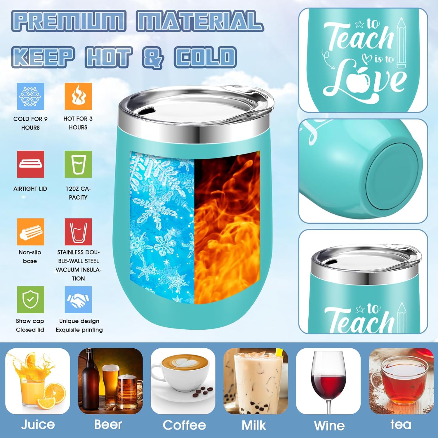 60 Pcs Teacher Appreciation Gifts Set, Teachers Day Gifts Bulk 12 Wine Tumbler 12 Makeup Bags 12 Mini Notepads 12 Socks 12 Keychains Graduation Students Thanks Teacher Gift(Classic)