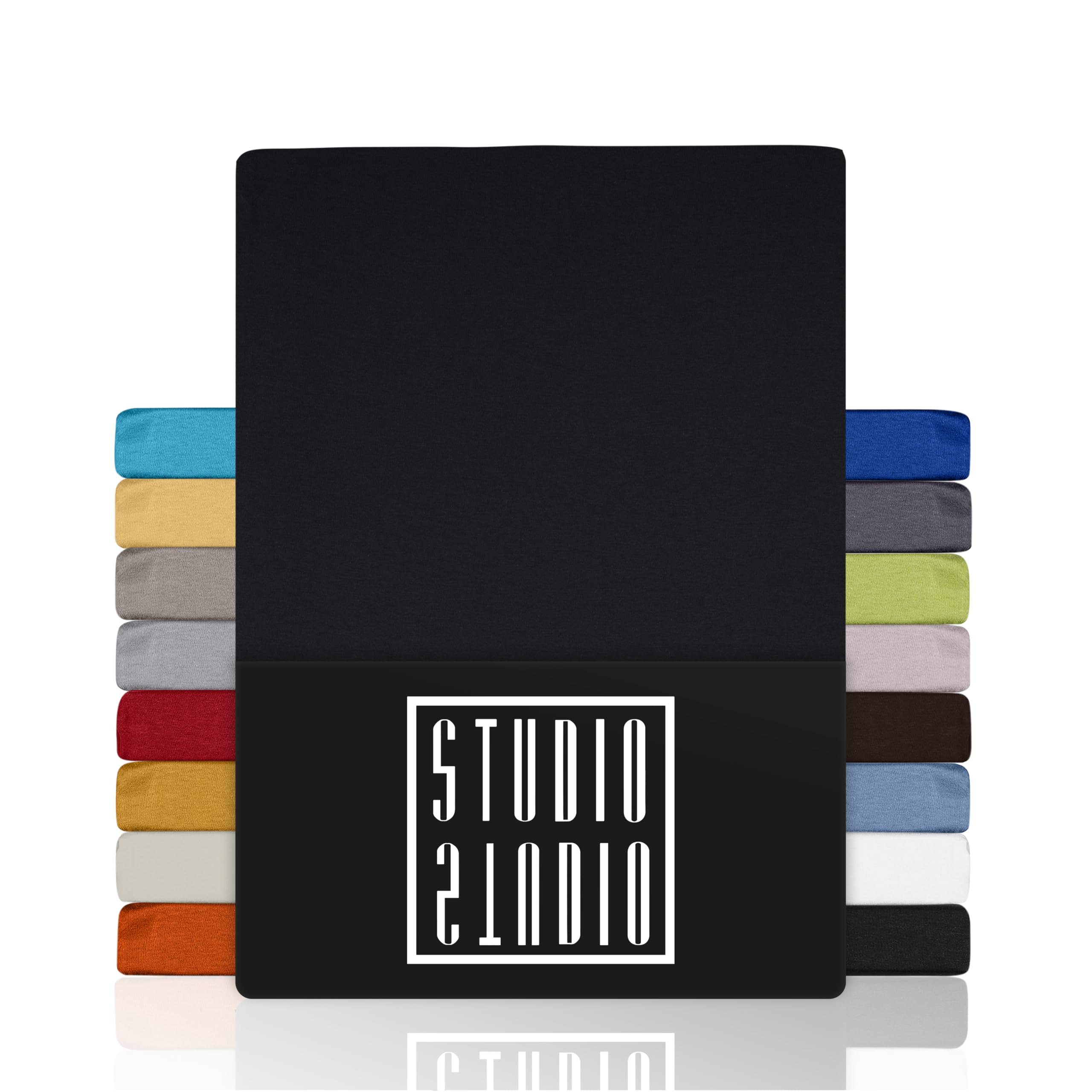 STUDIO Basic Fitted Sheet 90 x 190 cm - Jersey Fitted Sheet Made of 100% Combed Cotton - Black - Oeko-Tex Certified, Non-Iron & Elastic - for Mattresses 15-25 cm โ image 1