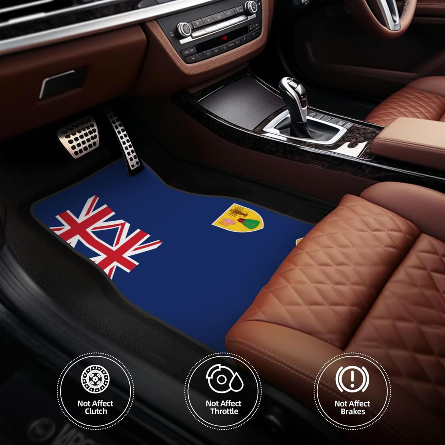 Flag of the Turks and Caicos Islands Patterned car mats 4-piece set | For cars/SUVs/trucks | Firm fit without displacement