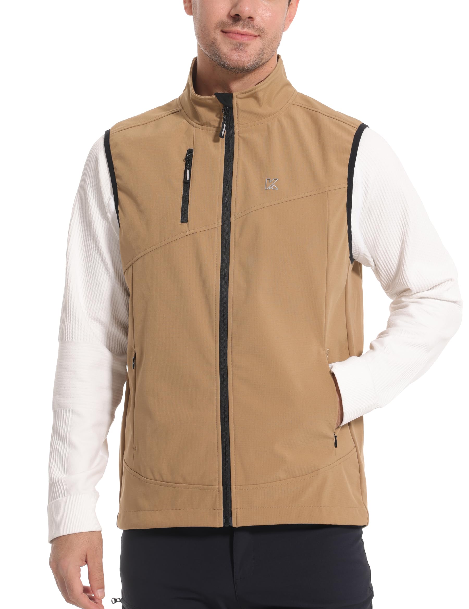 KUTOOK Gilet Uomo Invernale Antivento Fodera di Pile Gilet Trekking Uomo Smanicato in Softshell Impermeabile per Ciclismo Trekking Viaggi Corsa Golf e Vita Quotidiana