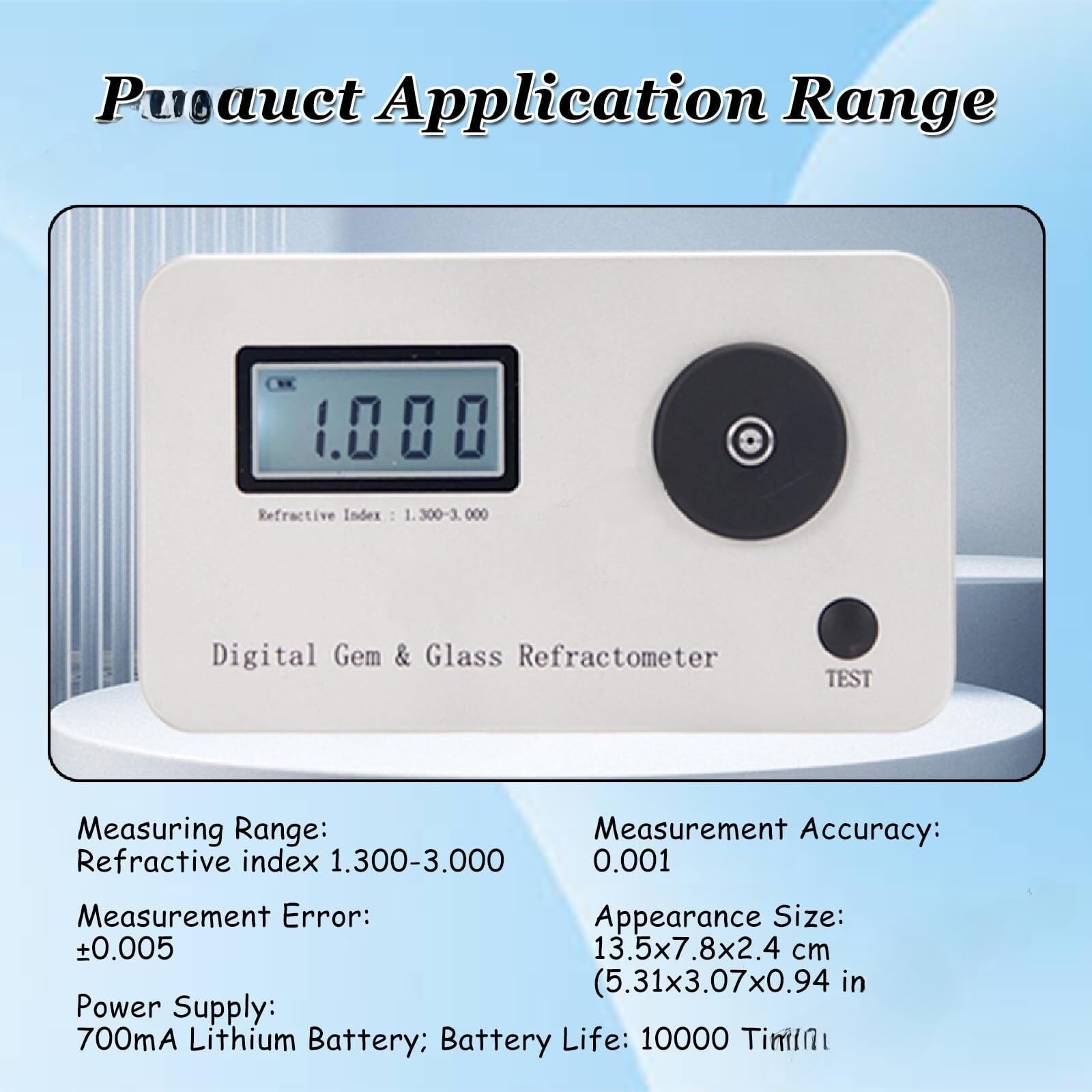 Probador profesional de joyas de piedras preciosas con pantalla LCD Detector de índice de refracción de alta precisión for diamantes oro todas las piedras preciosas