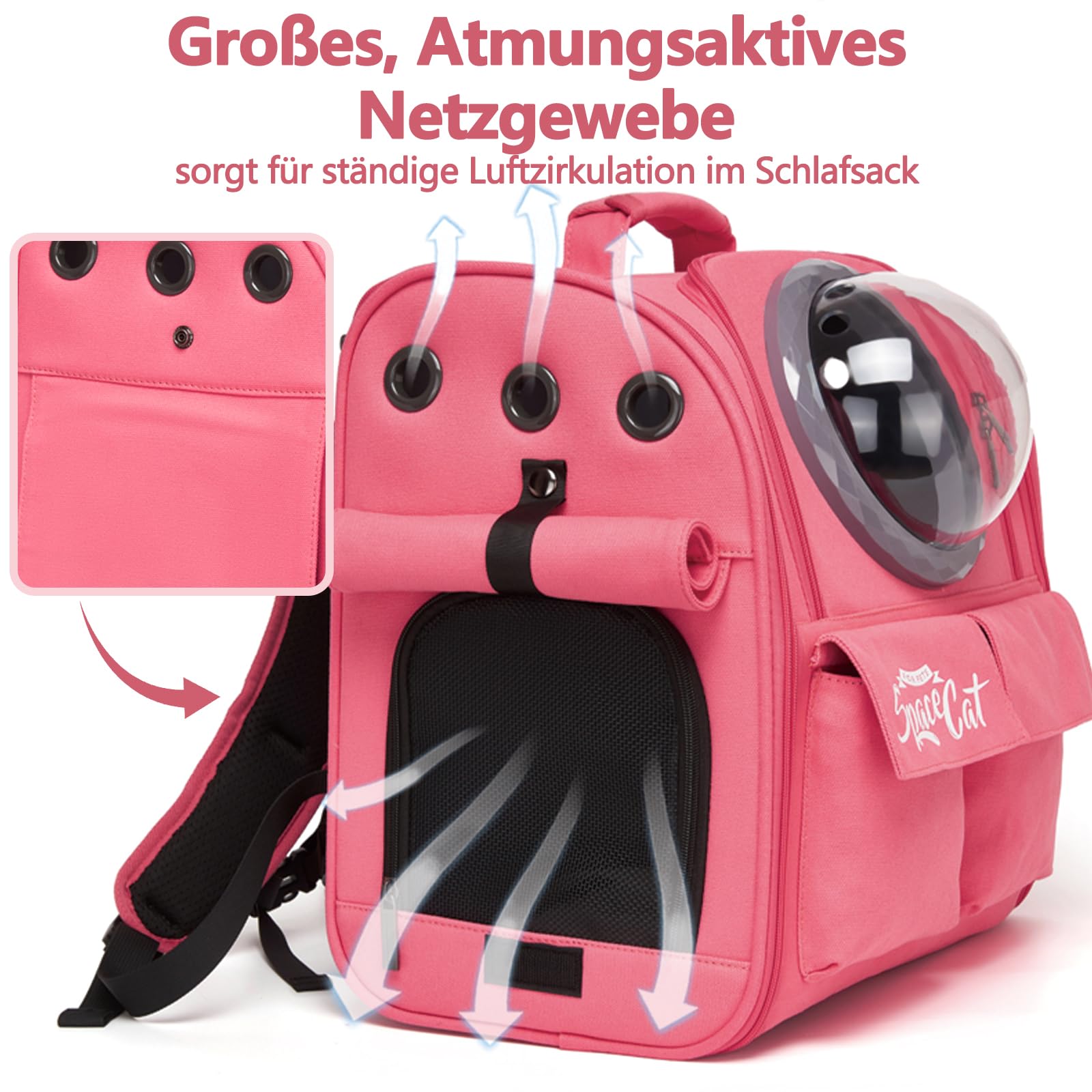 Galatée Hunde-Tragerucksack, Flugtauglicher Haustierrucksack, Katzenrucksack Für Reisen, Wandern, Camping Und Outdoor-Aktivitäten(Rosa)