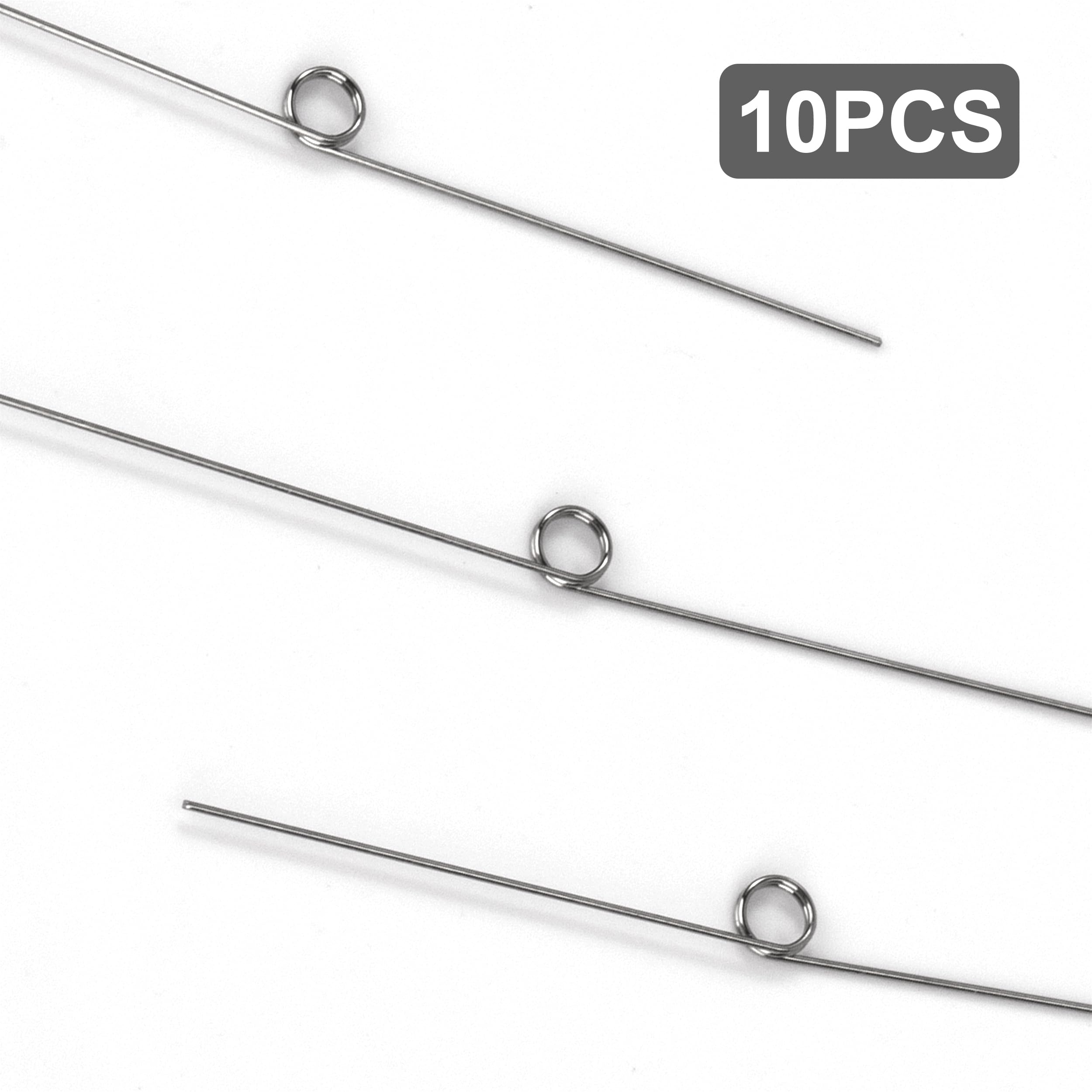 10 sztuk sprężyn skrętnych ze stali nierdzewnej, średnica drutu 0,3 mm, średnica wewnętrzna 2 mm, długość ramienia 20 mm, kąt 180°, 2 obroty w lewo 0,3 x 2 x 20 mm