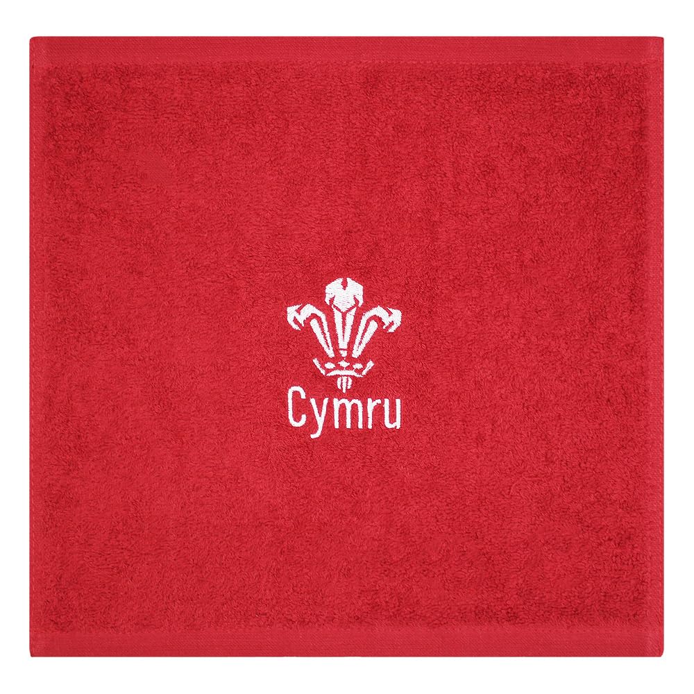 TeddyT's Welsh Rugby CYMRU Feathers Embroidered Red Face Cloth Flannel