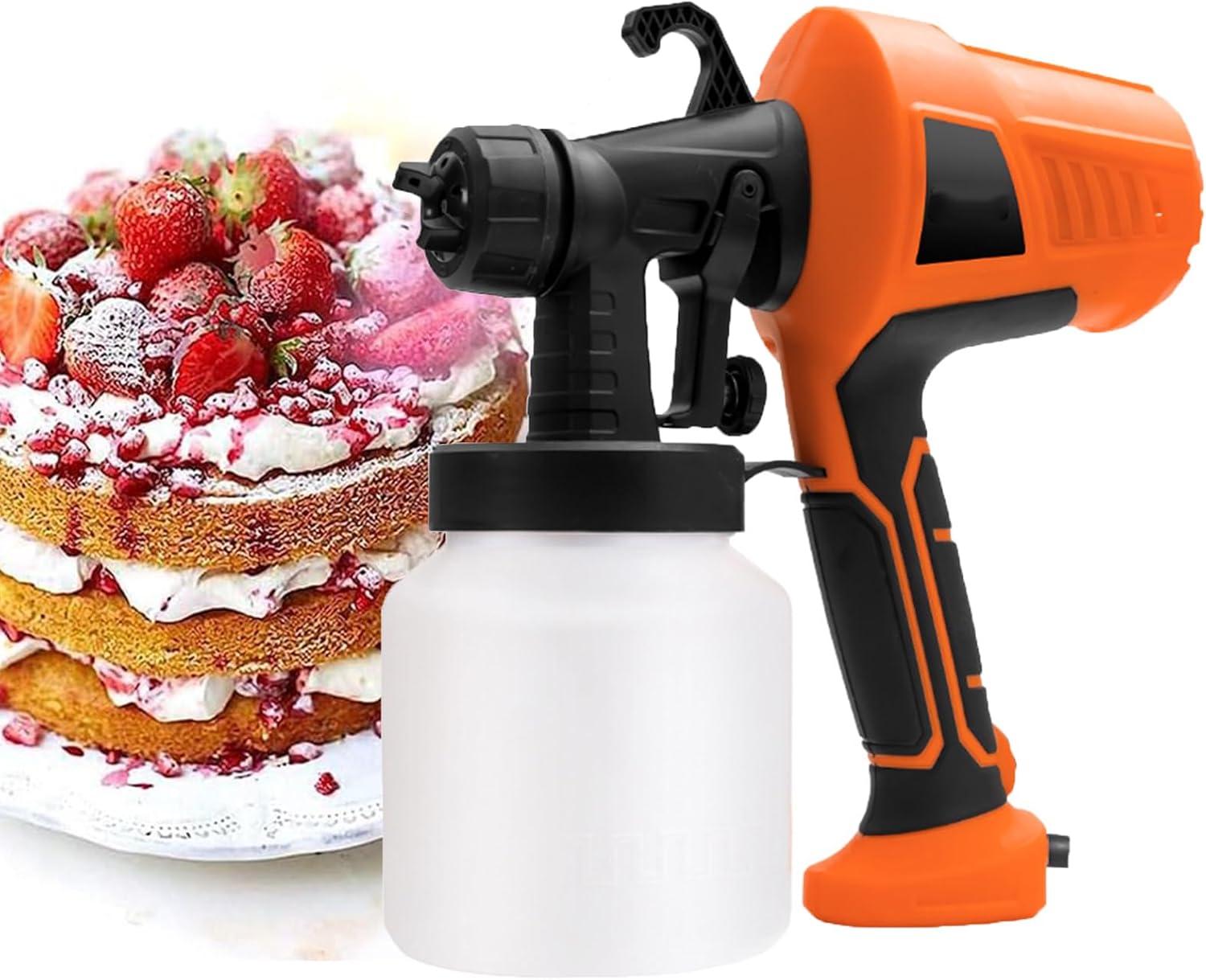 500W Dessert Chocolate Spray Gun, Electric Paint Sprayer Cake Decorating Kit with 3 Patterns, Multifunction Baking Sandblasting Machine for Cake, Chocolate Decoration (Orange)