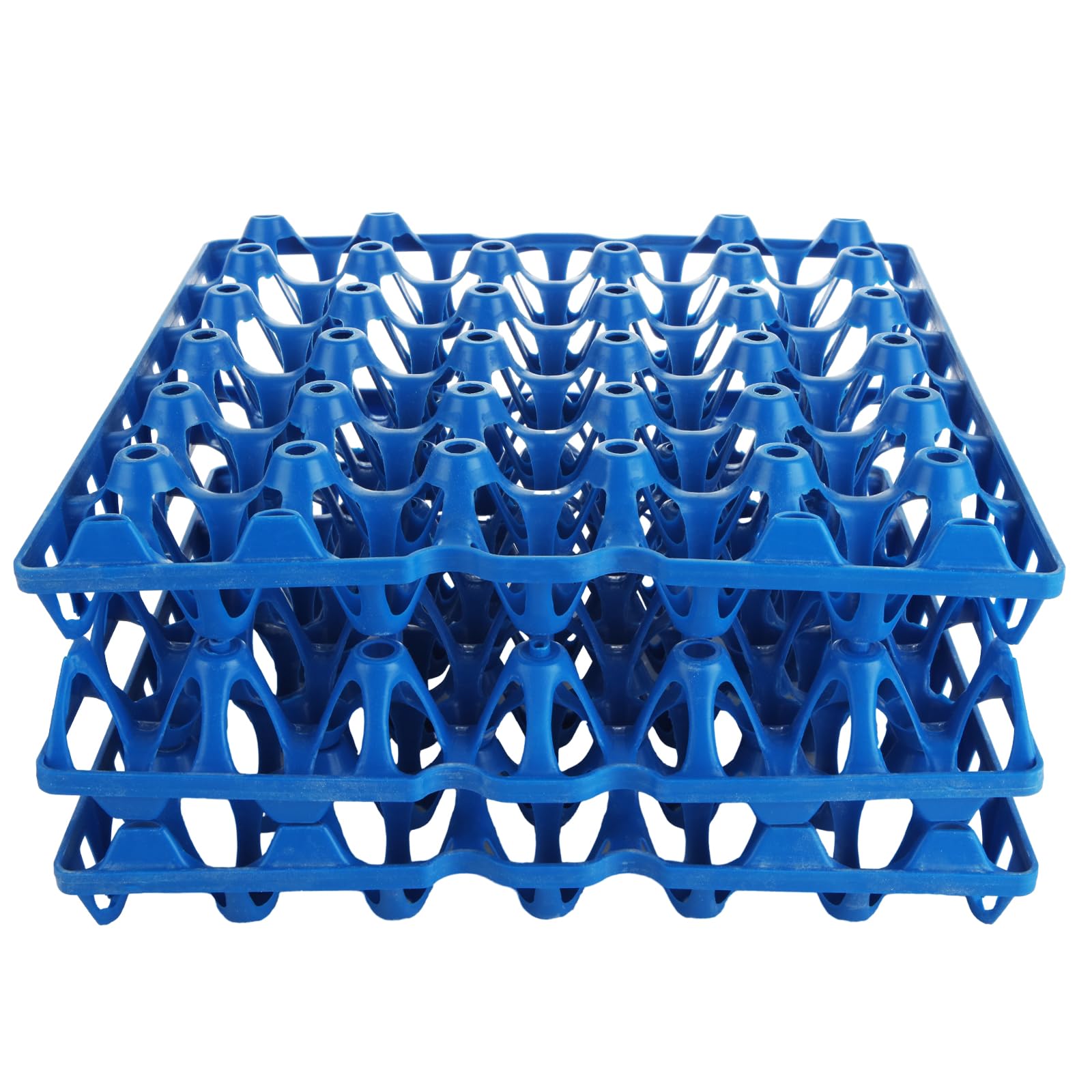 DAJAVE Confezione da 12 vassoi per uova in plastica, blu per 30 uova, per allevatori di polli domestici, impilabili, per contenere più uova per imballaggio, conservazione, spedizione di uova fresche