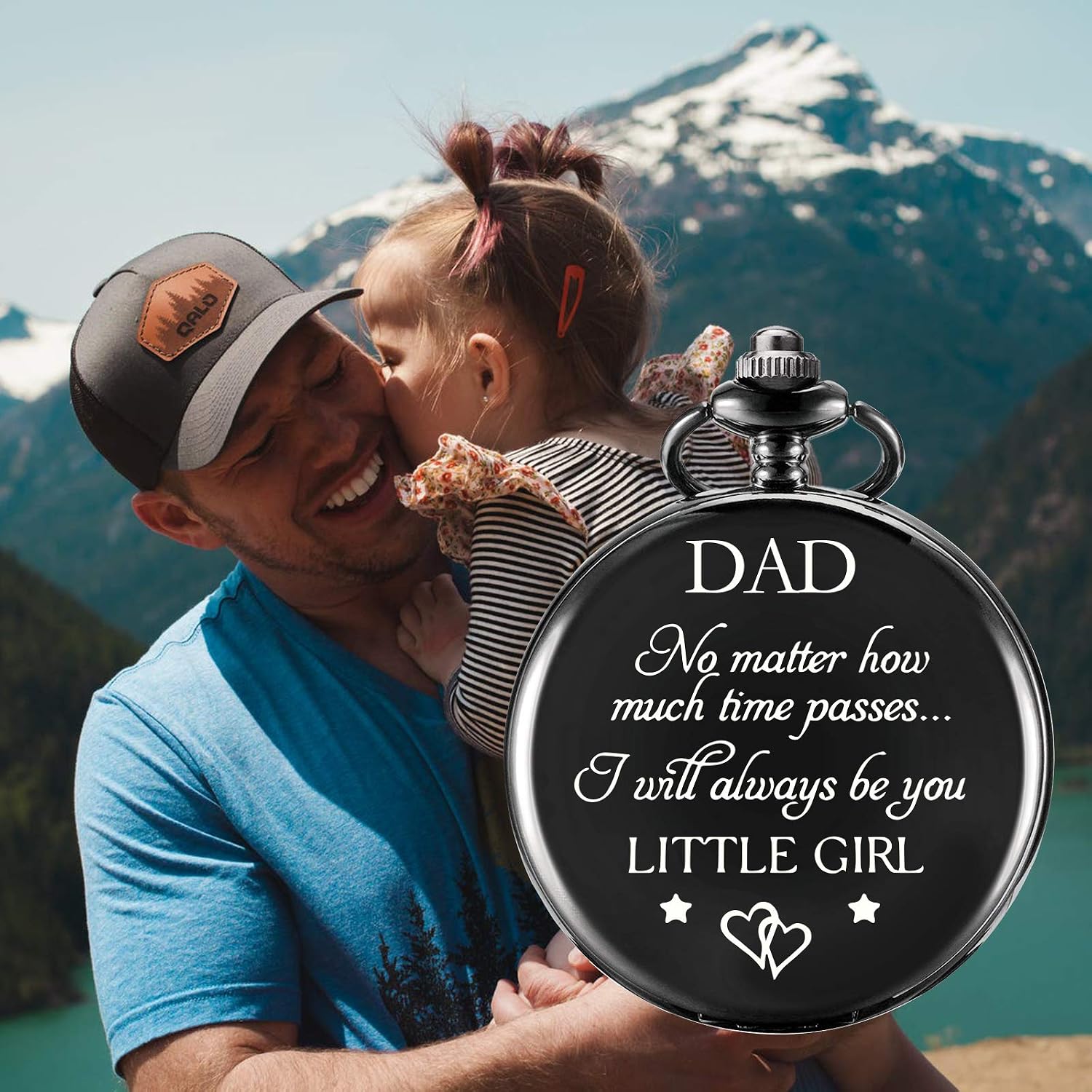 TREEWETO Pocket Watch for Dad from Daughter Engraved -I Will Always be Your Little Girl Pocket Watches Child to Dad Birthday for Father