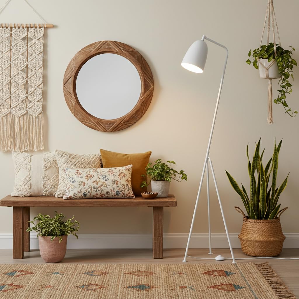 BARCELONA LED Lampa Podłogowa Shoppen Biała 160 cm, Lampa Trójnóg Vintage Mid Century, Regulowany Klosz E27, Styl Skandynawski Industrial Retro do Salonu Sypialni Biura