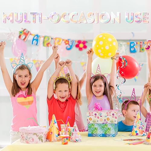 Miniatura 5 de 24 diademas de unicornio para fiestas de cumpleaños, diademas de plástico para niñas, accesorios para la cabeza para suministros de fiesta, regalo,